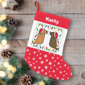 Chocolade Labrador en Fox Red Labrador Santas Kleine Kerstsok