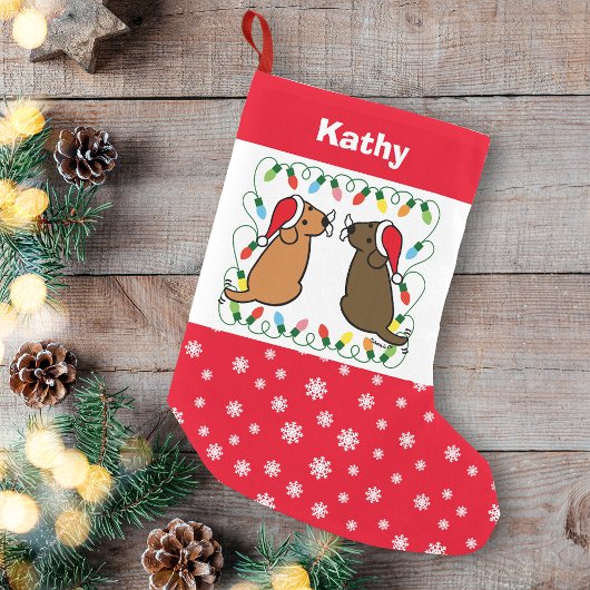 Chocolade Labrador en Fox Red Labrador Santas Kleine Kerstsok