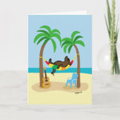 Chocolade Labrador en hangmat en palmbomen Kaart (Voorkant)