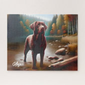 Chocolade Labrador en Lake Legpuzzel (Horizontaal)
