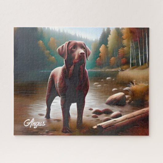 Chocolade Labrador en Lake Legpuzzel (Horizontaal)