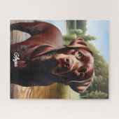 Chocolade Labrador en Lake Legpuzzel (Horizontaal)