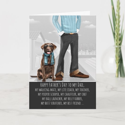 Chocolade Labrador en papa grappige Vaderdag Feestdagen Kaart (Voorkant)