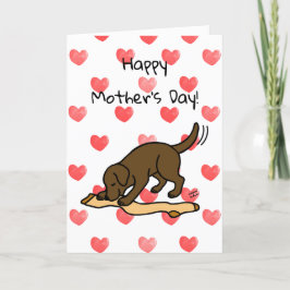 Chocolade Labrador en Stocking Moederdag Kaart