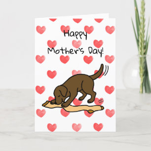 Chocolade Labrador en Stocking Moederdag Kaart
