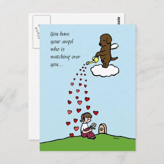 Chocolade Labrador Engel met Liefde Briefkaart (Voorkant / Achterkant)