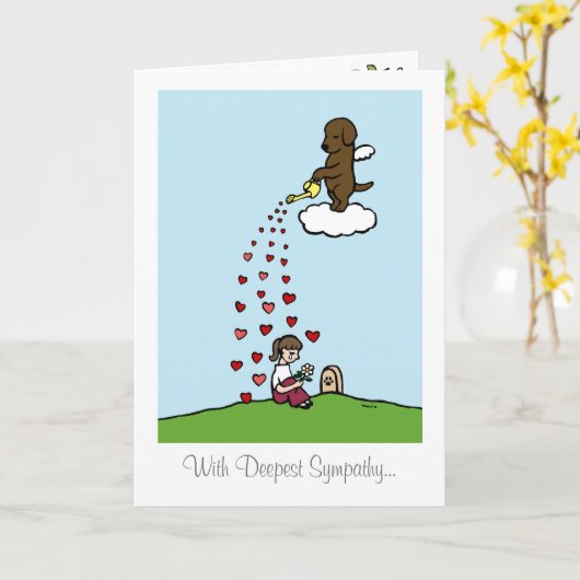 Chocolade Labrador Engel met Liefde Kaart (Gele Bloem)