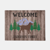 Chocolade Labrador Evergreen Trees Deurmat Hout (Voorkant)