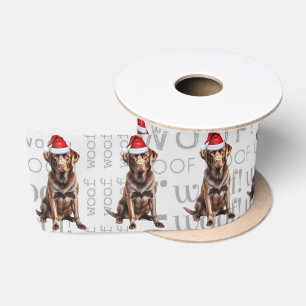 Chocolade Labrador Funny Santa Dog Kerstmis Satijnen Lint