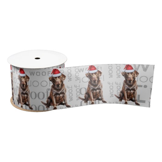 Chocolade Labrador Funny Santa Dog Kerstmis Satijnen Lint (Spoel)