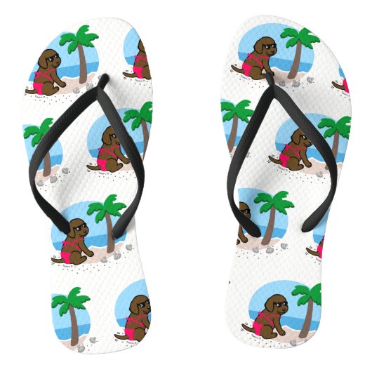 Chocolade Labrador Girl Summer Vacation Teenslippe Teenslippers (Voetbed)
