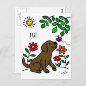 Chocolade Labrador & Green Briefkaart (Voorkant / Achterkant)