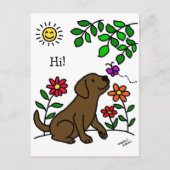 Chocolade Labrador & Green Briefkaart (Voorkant)