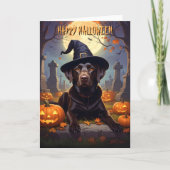 Chocolade Labrador Halloween Kaart (Voorkant)