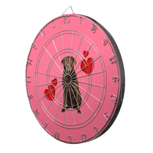 Chocolade Labrador Happy Valentijnsdag Dartbord (Voorkant Rechts)