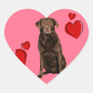 Chocolade Labrador Happy Valentijnsdag Hart Sticker