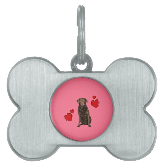 Chocolade Labrador Happy Valentijnsdag Huisdieren Naamplaatje (voorkant)