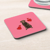 Chocolade Labrador Happy Valentijnsdag Onderzetter (Linkerzijde)