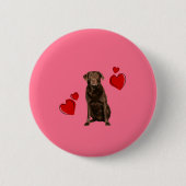 Chocolade Labrador Happy Valentijnsdag Ronde Button 5,7 Cm (Voorkant)