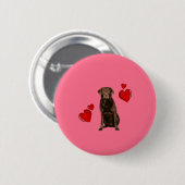 Chocolade Labrador Happy Valentijnsdag Ronde Button 5,7 Cm (Voorkant /achterkant)