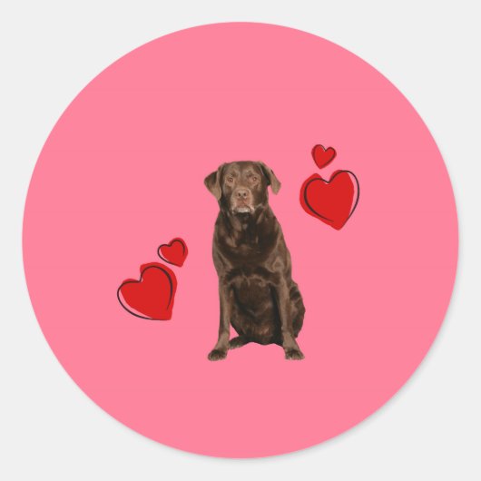 Chocolade Labrador Happy Valentijnsdag Ronde Sticker (Voorkant)