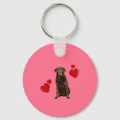 Chocolade Labrador Happy Valentijnsdag Sleutelhanger (Voorkant)