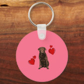 Chocolade Labrador Happy Valentijnsdag Sleutelhanger (Voorkant)