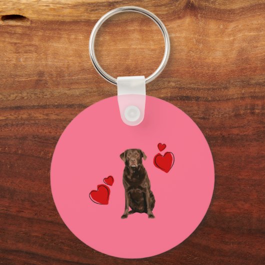 Chocolade Labrador Happy Valentijnsdag Sleutelhanger (Voorkant)