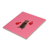 Chocolade Labrador Happy Valentijnsdag Tegeltje (Zijkant)