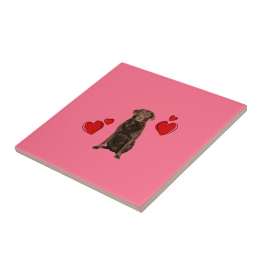 Chocolade Labrador Happy Valentijnsdag Tegeltje (Zijkant)