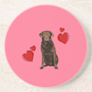 Chocolade Labrador Happy Valentijnsdag Zandsteen Onderzetter
