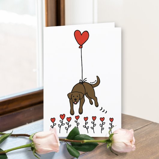 Chocolade Labrador hartballon dank u Feestdagen Kaart