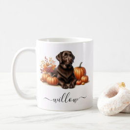 Chocolade Labrador Herfst Mok met gepersonaliseerd