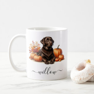 Chocolade Labrador Herfst Mok met gepersonaliseerd