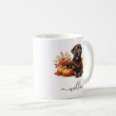 Chocolade Labrador Herfst Mok met gepersonaliseerd (Voorkant rechts)