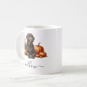 Chocolade Labrador Herfst Mok met gepersonaliseerd (Voorkant links)