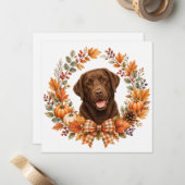 Chocolade Labrador Herfst Notitiekaartje (Voorkant / Achterkant in situ)