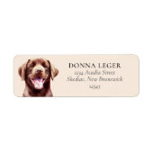 Chocolade Labrador hond gepersonaliseerd adres Etiket (Voorkant)