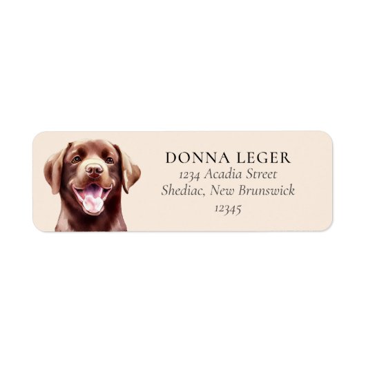 Chocolade Labrador hond gepersonaliseerd adres Etiket (Voorkant)
