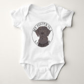 Chocolade Labrador Hond Grote Zus Romper (Voorkant)