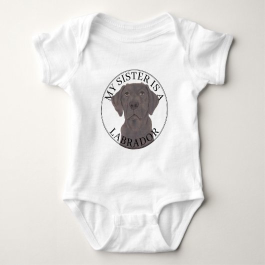 Chocolade Labrador Hond Grote Zus Romper (Voorkant)