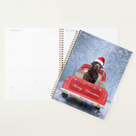 Chocolade Labrador Hond in Sneeuw Kerstmis  Planner (Display)