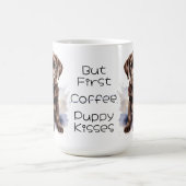 Chocolade labrador hond maar eerste puppy kussen koffiemok (Center)