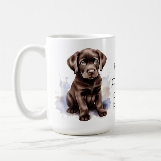 Chocolade labrador hond maar eerste puppy kussen koffiemok (Links)
