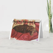 Chocolade Labrador hond op bank - Pensioenkaart Kaart (Voorkant)