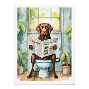 Chocolade Labrador Hond Toilet Foto Afdruk