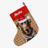 Chocolade Labrador Hond Vakantie Plaid Gepersonali Grote Kerstsok (Achterkant (Hangend))