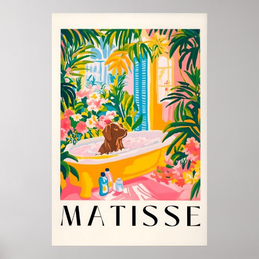 Chocolade Labrador in badkuip kunstprint grappig Poster (Voorkant)