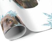 Chocolade Labrador in de sneeuwvlokken Cadeaupapier (Rol Hoek)
