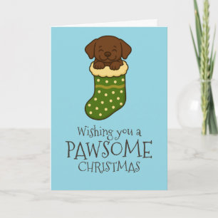 Chocolade Labrador in Kousen Kerstmis Feestdagen Kaart